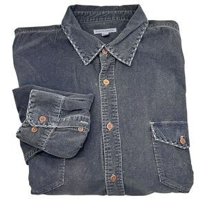 MARTIN GORDON BLUE/GRAY CORDUROY WESTERN STYLE LONG SLEEVE BUTTON DOWN SHIRT